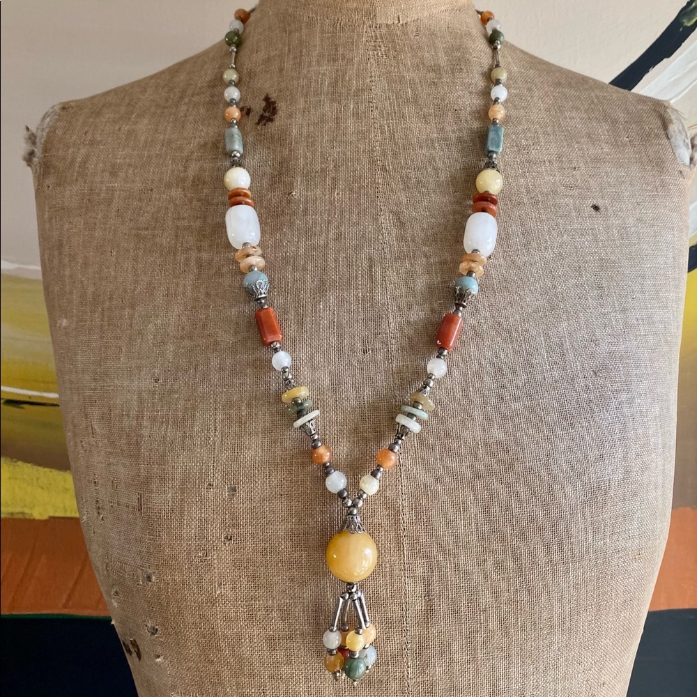 VTG Chunky Natural Quartz/Agate Long necklace